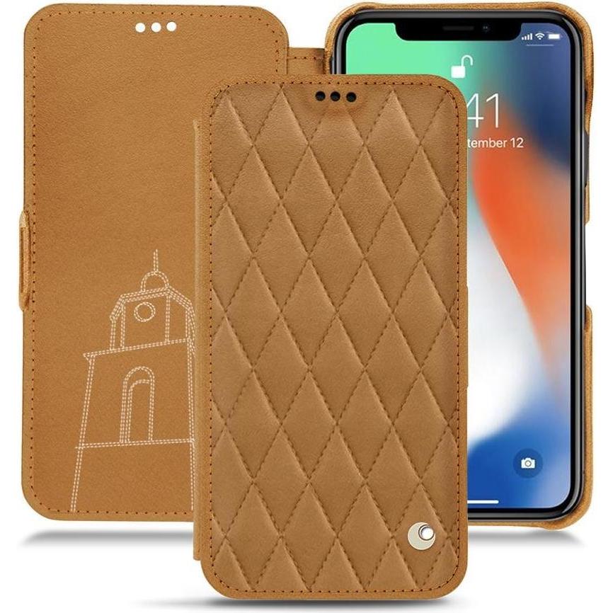 Noreve Lederschutzhülle horizontal (Apple iPhone XS Max), Smartphone Hülle, Braun
