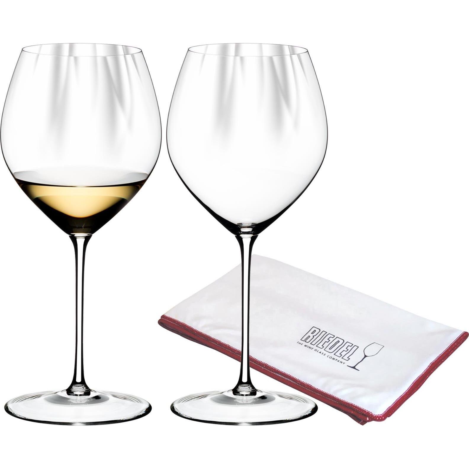 Riedel Performance Chardonnay Gläser inklusive Poliertuch, Weingläser, Transparent