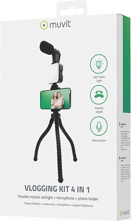 Image du produit Muvit Kit de vlogging 4 En 1 Micro + Trepied + Support + LED (Matières plastiques)
