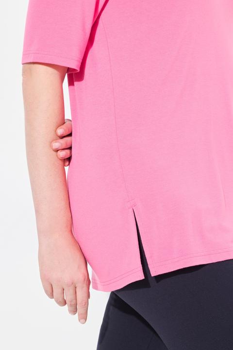 Image du produit Ulla Popken T-shirt doublé à l'avant, col V et manches courtes (58)