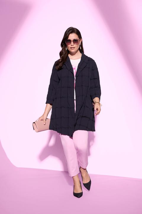 Actual product image Ulla Popken Bubble Textured 3/4 Sleeve Jacket