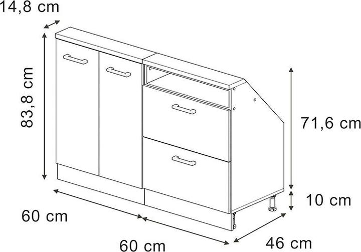 Produktbild Vicco Küchenschrank für Dachschrägen R-Line (120 x 46 x 81.60 cm)