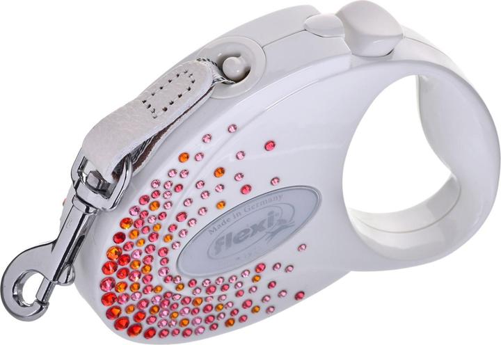 Productafbeelding Flexi Glam Splash Oriënt met Swarovski-kristallen S - Intrekbare hondenriem - 3 m - Wit (S, Hond, Loop)