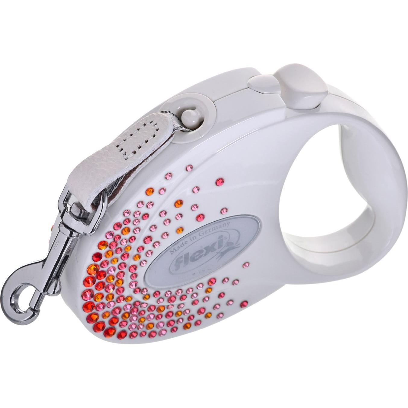 Flexi Glam Splash Orient with Swarovski crystals S - Hund Rückziehbare Leine - 3 m - Weiss (S, Hund, Spazieren), Halsban...
