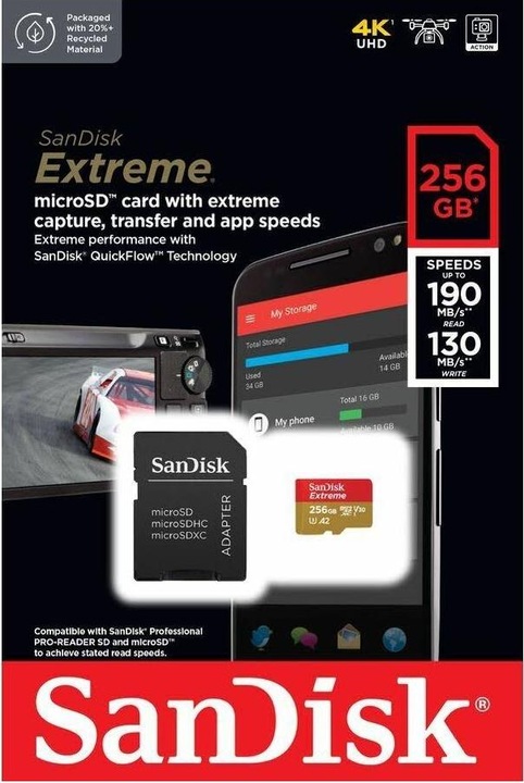 Productafbeelding SanDisk Extreme UHS-I V30 (256 GB, microSDXC, U3, UHS-I)