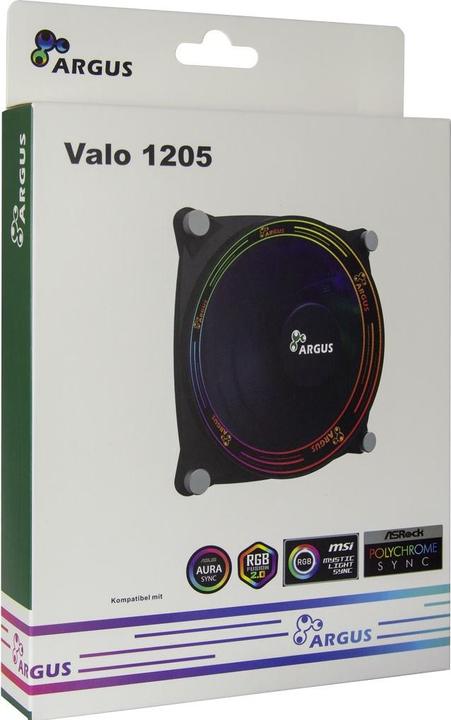Actual product image Intertech Inter Tech Inter-Tech Fan 120*120*22 Argus Valo 1205 RGB (120 mm, 1x)