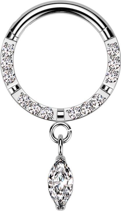 Image du produit Star Piercing Micro segment anneau articulé argent cristaux frontaux argent quatre interruptions pendentif (sans laiton, Titane)
