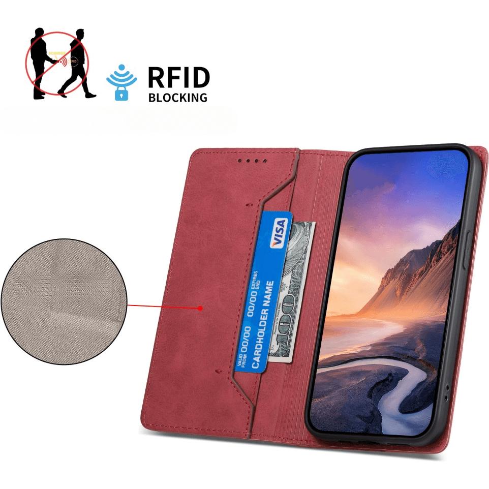 Thumbnail - Cover-Discount Galaxy A56 5G - Flip Case mit RFID Blocker (Samsung Galaxy A56), Smartphone Hülle, Rot