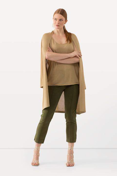 Image du produit Ulla Popken Pantalon avec passepoil et taille élastique. Coupe ajustée avec fente sur le bas de jambe. (56)