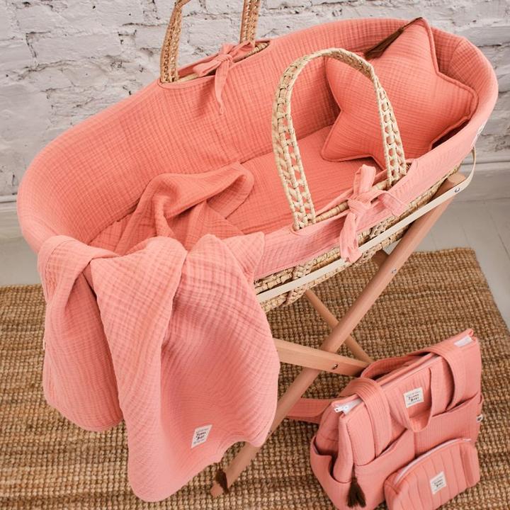 Image du produit Funnababy Textiles Couffin de Moïse en Mousseline - Corail - Rose - 85 cm