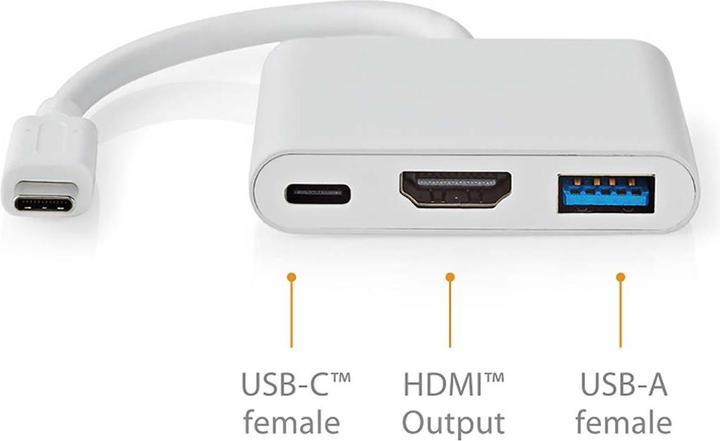 Actual product image Nedis USB Multi-Port Adapter | USB 3.2 Gen 1 | USB-C™ Plug | HDMI™ Output / USB-A Jack / USB-C (USB-C, 3 Ports)
