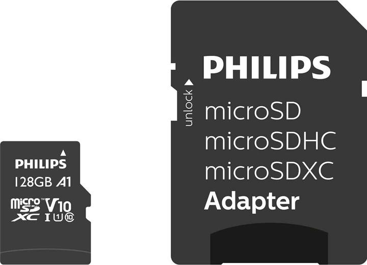 Image du produit Philips MicroSDXC Class 10 UHS-I U1 avec adaptateur (128 Go, microSDXC, U1, UHS-I)