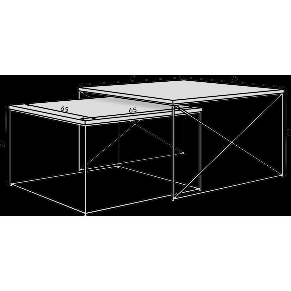 Thumbnail - ADRK Furniture, Couchtisch + Beistelltisch, 2In1 (75 x 75 x 43 cm)