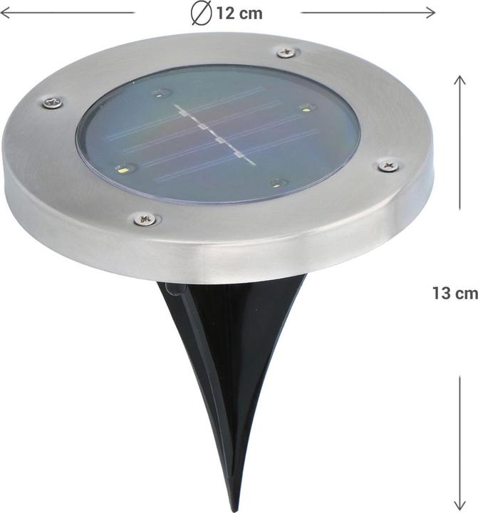 Grundig Set of 8 solar floor lights made of stainless steel, with ground spike, with ground spike, Ã˜ 12 x