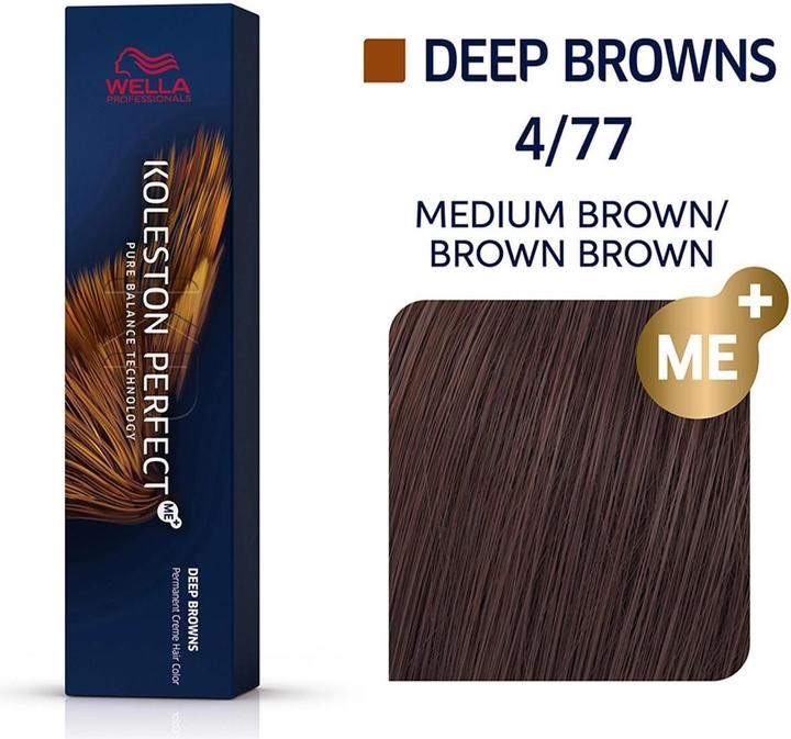 Actual product image Wella Koleston Perfect Me+ Deep Browns (4/77 Medium Brown Intensive Brown)