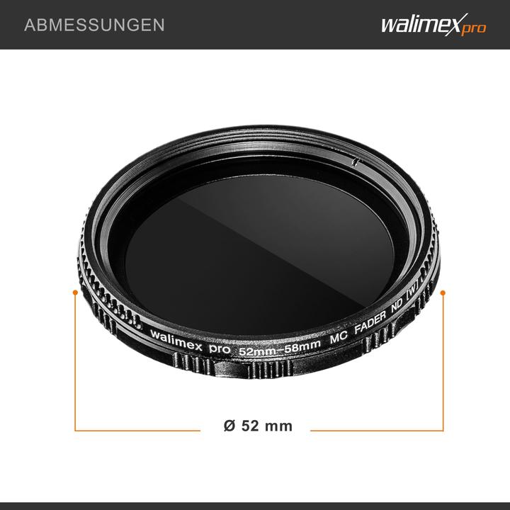 Produktbild Walimex pro pro ND-Fader ND2 - ND400 vergütet 52 mm (52 mm, ND- / Graufilter, 52 mm)