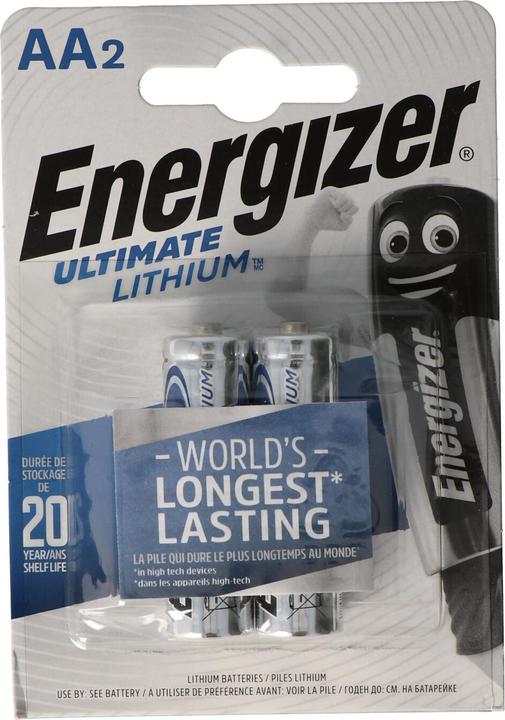 Produktbild Energizer L91 Lithium Batterie AA 1,5 Volt, 3000mAh 2er Blister (2 Stk., AA / LR6 / LR06 / Mignon / R6 / R14505, 3000 mAh)