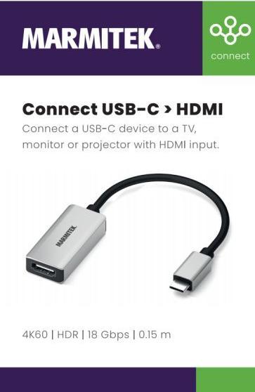 Produktbild Marmitek 08369 Videokabel-Adapter 0,15 m USB Typ-C HDMI Schwarz (USB Typ-C, HDMI, 15 cm)