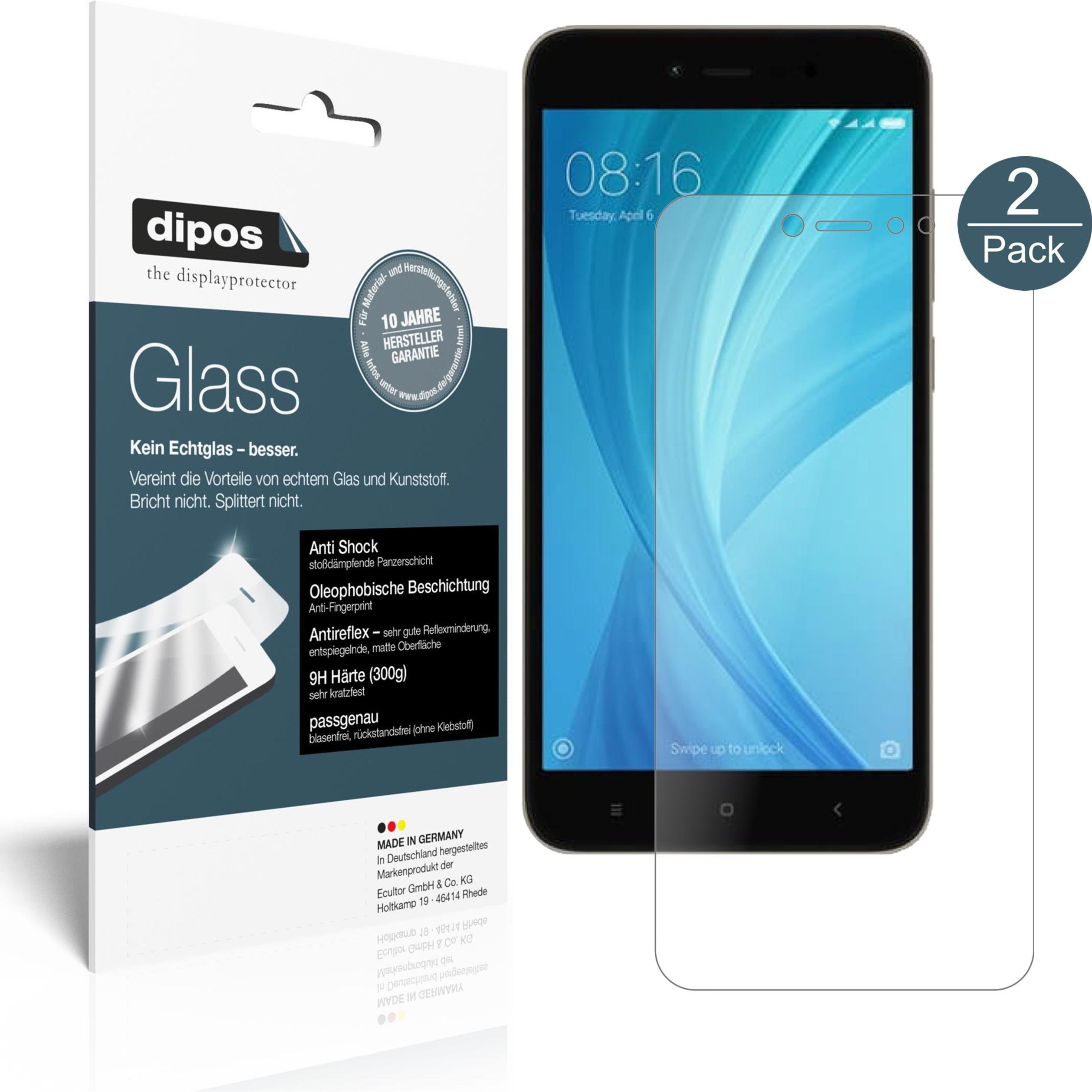 Dipos Displayschutz Anti-Shock (2 Stück, Xiaomi Redmi Note 5A Prime), Smartphone Schutzfolie, Transparent