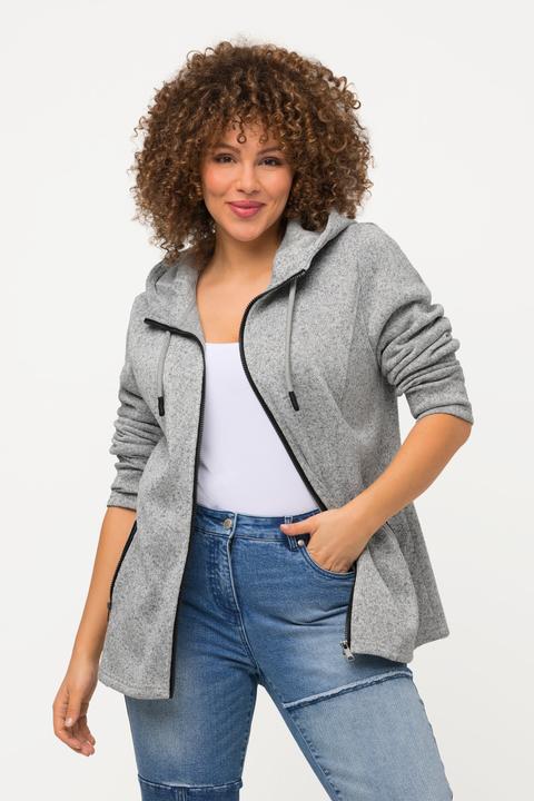 Produktbild Ulla Popken Strickfleece-Jacke, Kapuze, Reissverschlusstaschen (60)