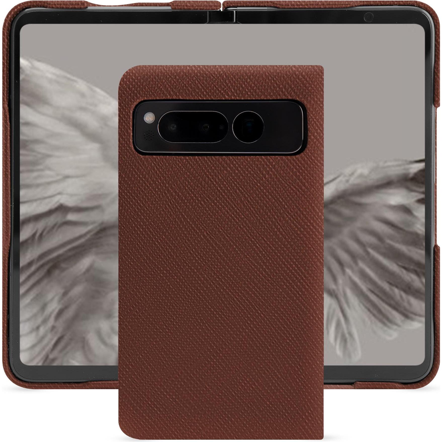 Noreve Lederschutzhülle Google Pixel Fold (Google Pixel Fold), Smartphone Hülle, Braun
