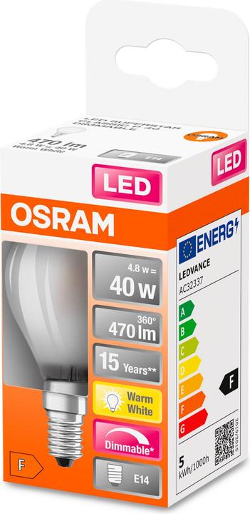 Actual product image Osram Led Retrofit Classic P (E14, 4.80 W, 470 lm, 6 x, F)