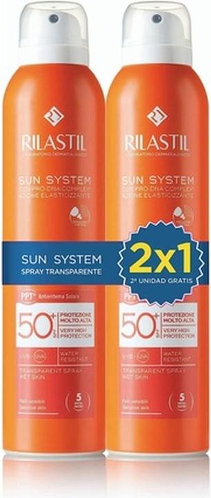 Immagine prodotto Rilastil Sun System Spray Trasparente Pelle Bagnata 50 2x200ml (Spray solare, SPF 50+, 200 ml)