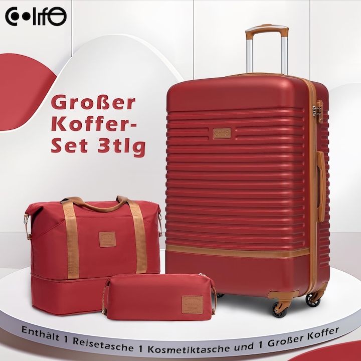 Actual product image Coolife 3-piece luggage set (93 l, Hand luggage (up to 50 litres), L (90 - 115l))