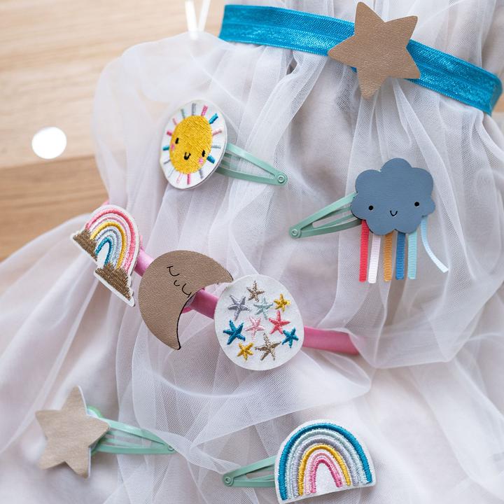 Immagine prodotto Papierdrachen Set di gioielli per capelli - Cerchietto con patch - Arcobaleno