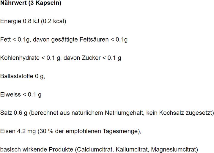 Nährwerte und Zutaten Omnimedica Ph-Caps (50 Stück, Tabletten, 40 g)
