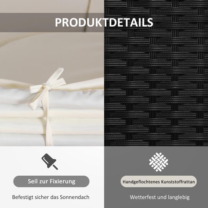 Actual product image Outsunny Gartenmöbel-Set PE-Rattan, Metall, Polyester(100% Polyester), Schaumstoff Schwarz+Creme