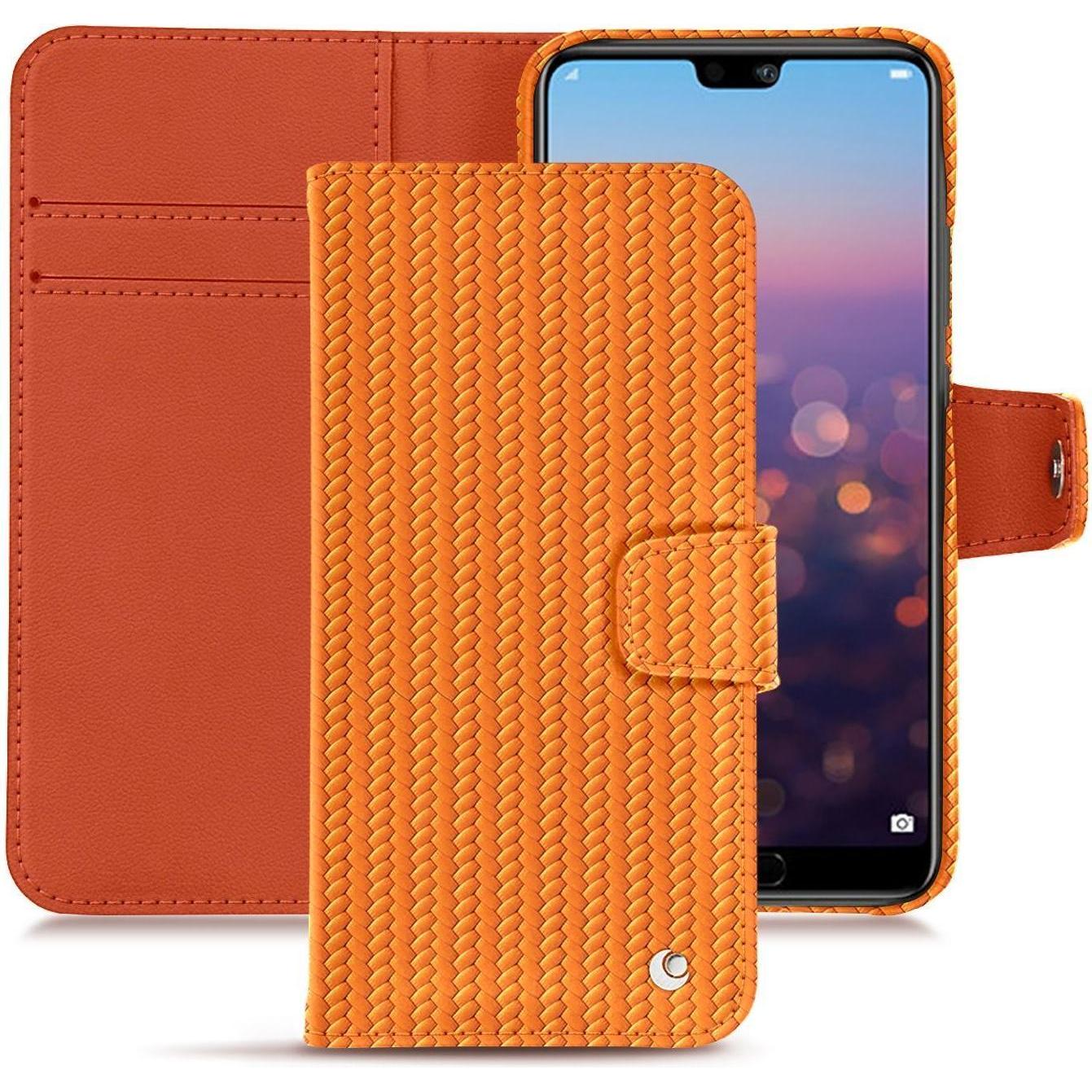 Noreve Lederschutzhülle Wallet (Huawei P20), Smartphone Hülle, Orange