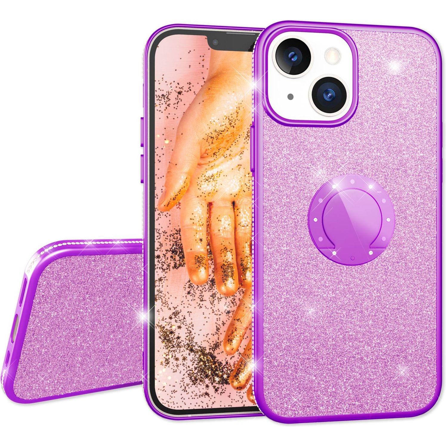 Thumbnail - Nalia Ring Glitzer Silikon Hülle (Apple iPhone 13), Smartphone Hülle, Violett