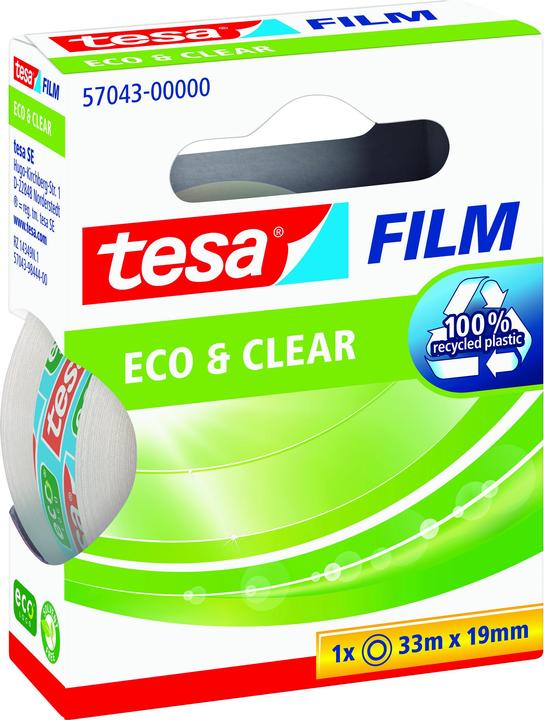 Produktbild tesa tesafilm ECO & CLEAR mit Handabroller, lösungsmittelfrei und alterungsbeständig