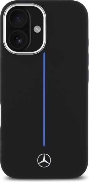 Actual product image Mercedes MEHMP16S23SUMBK iPhone 16 6.1" czarny/black hardcase Silicone Blue Stripe MagSafe (Apple iPhone 16)