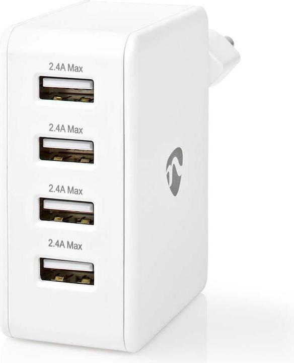 Actual product image Nedis Mains charger - 2X 1 A / 2X 2.4 A - Port type: 4X USB-A - 24 W - single voltage output - PC - (24 W, 4 ports)