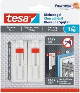 Actual product image tesa Adhesive nail for wallpaper & plaster, 1kg holding power, height-adjustable, can be removed without