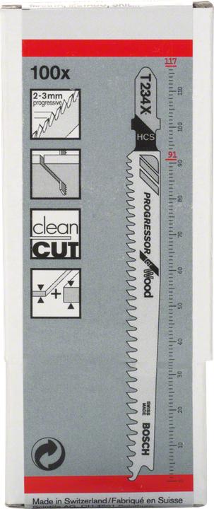 Produktbild Bosch Professional Zubehör Stichsägeblatt T 234 X Progressor for Wood, 100er-Pack