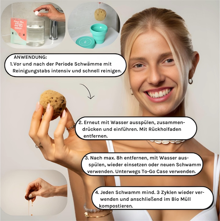 Immagine prodotto Hera Organics Filo di spugna mestruale (3 x, M)