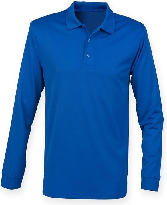 Actual product image Henbury Adults Unisex Long Sleeve Coolplus Piqu Polo Shirt (M)