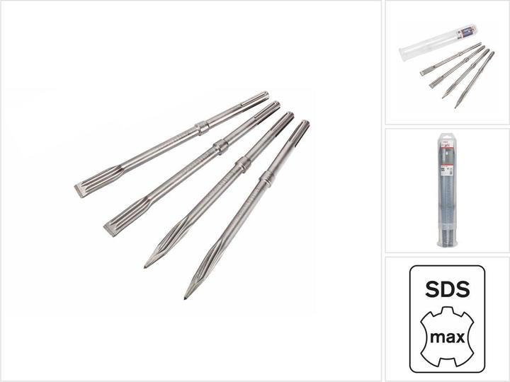 Immagine prodotto Bosch Professional Zubehör Set di scalpelli PRO SDS max-5C, scalpello a punta 400 mm, scalpello piatto 25 x 400 mm, 2+2 pezzi. (25 mm)