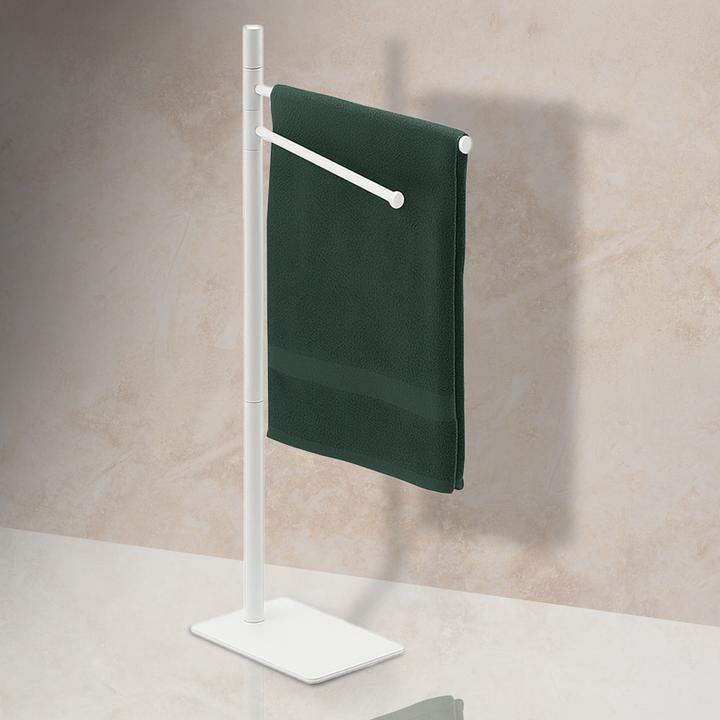Actual product image Relaxdays - Handtuchständer Edelstahl 2-armig, Weiss, 78 x 33,5 x 14 cm