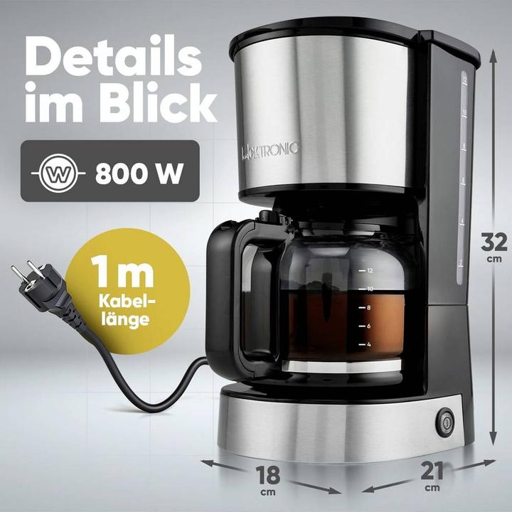 Actual product image Clatronic KA 3808 Coffee maker Stainless steel Capacity cups=12 Keep warm