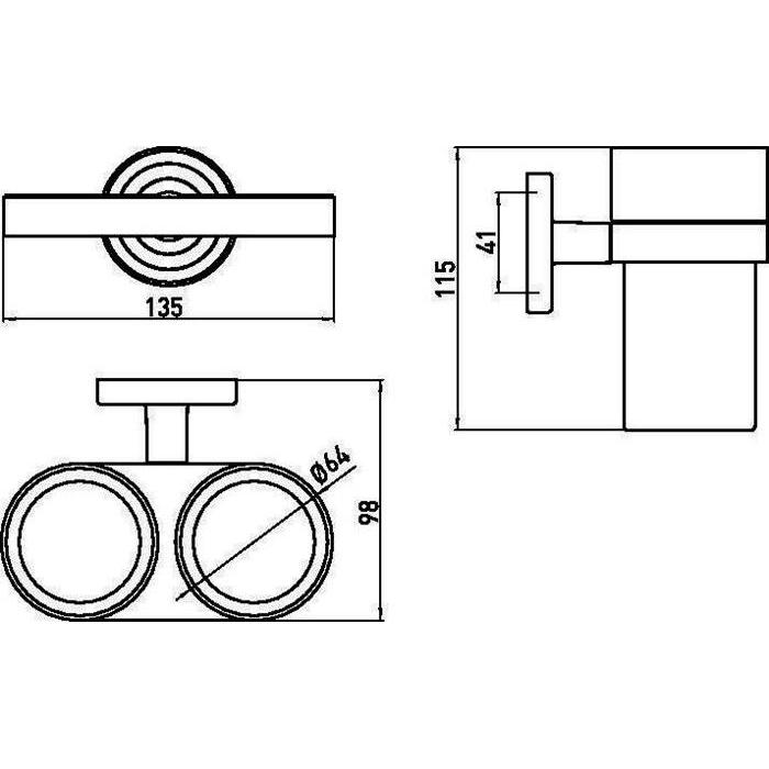 Thumbnail - Emco, Zahnputzbecher, Doppelglashalter Polo chrom 072500100
