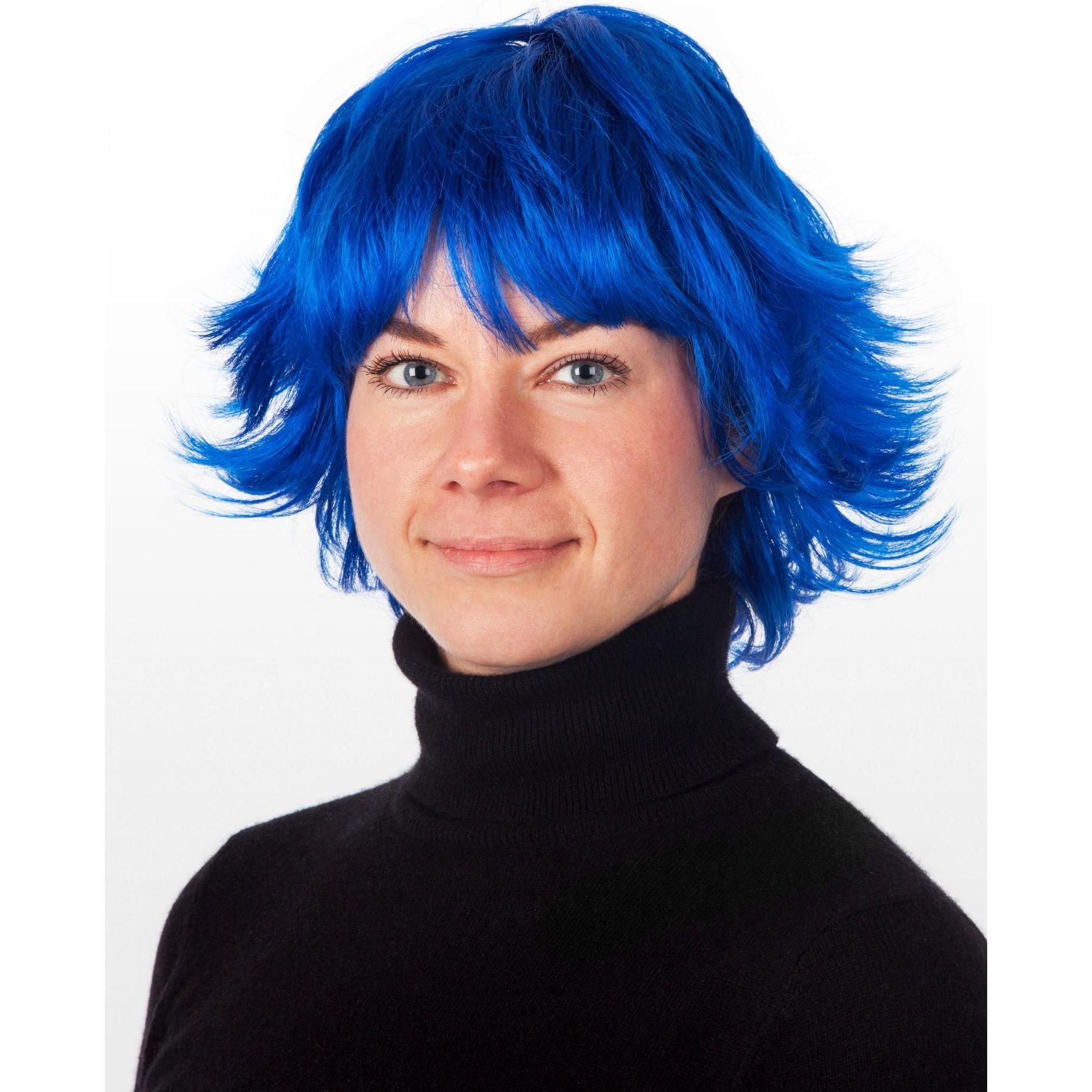Maskworld Shaggy Cut Kurzhaarperücke blau - Faschingsperücke
