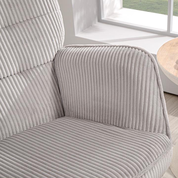 Image du produit Homcom Schaukelstuhl Kord (100% Polyester), Buchenholz Hellgrau
