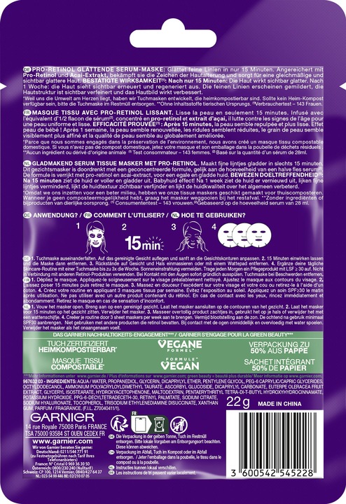 Immagine prodotto Garnier Maschera in fogli SkinActive Retinolo