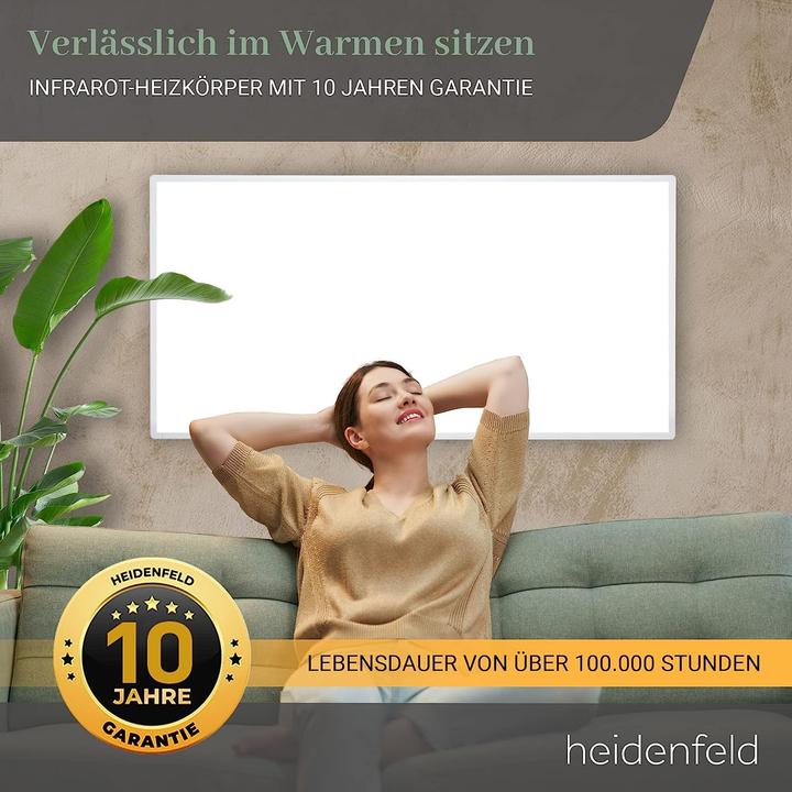 Produktbild Heidenfeld Infrarotheizung HF-HP100-2 Infrarot Wandheizung Heizkörper Heizung App (600 Watt) (600 W)
