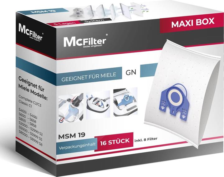 Mc Filter 16 Staubsaugerbeutel geeignet für Miele Staubsauger GN Serie S2 S4 S5 S6 S8 (16 x)