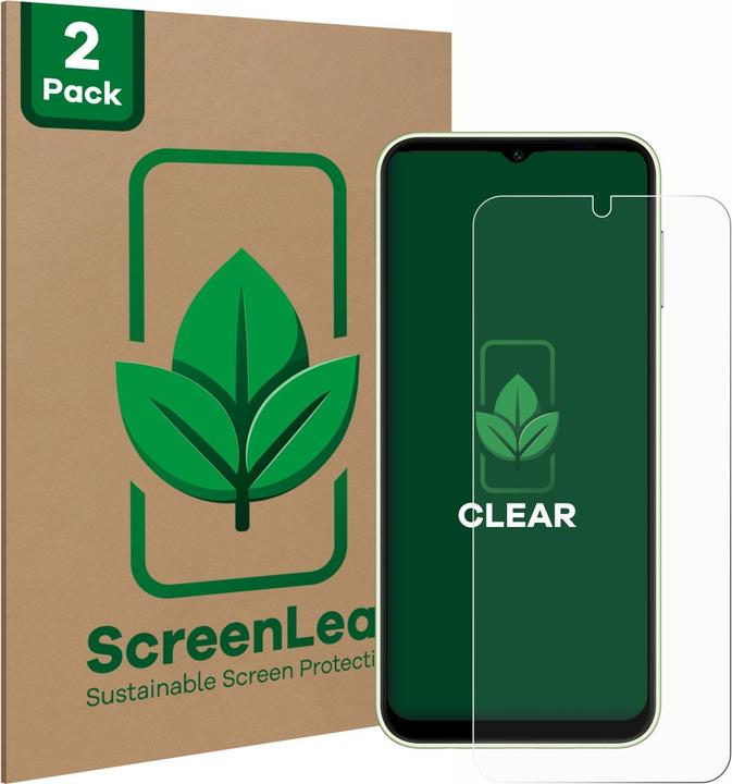 Produktbild ScreenLeaf Schutzfolie nachhaltiger Displayschutz Displayschutzfolie Folie Klar Transparent (2 Stück, Samsung Galaxy A14 5G)